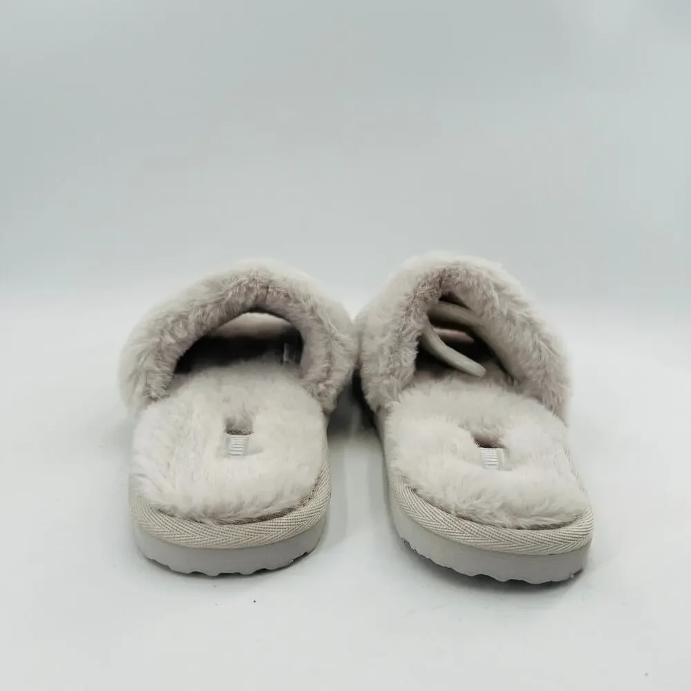 PUMA Fluff Remix Faux Fur Women's Shoes Slide Gray Sandals Size 5